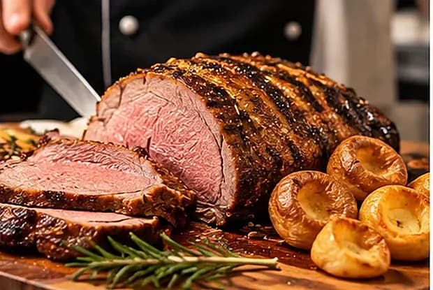 Roast beef with Yorkshire puddings — illustrative image