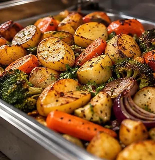 Roasted potatoes and vegetables — illustrative image
